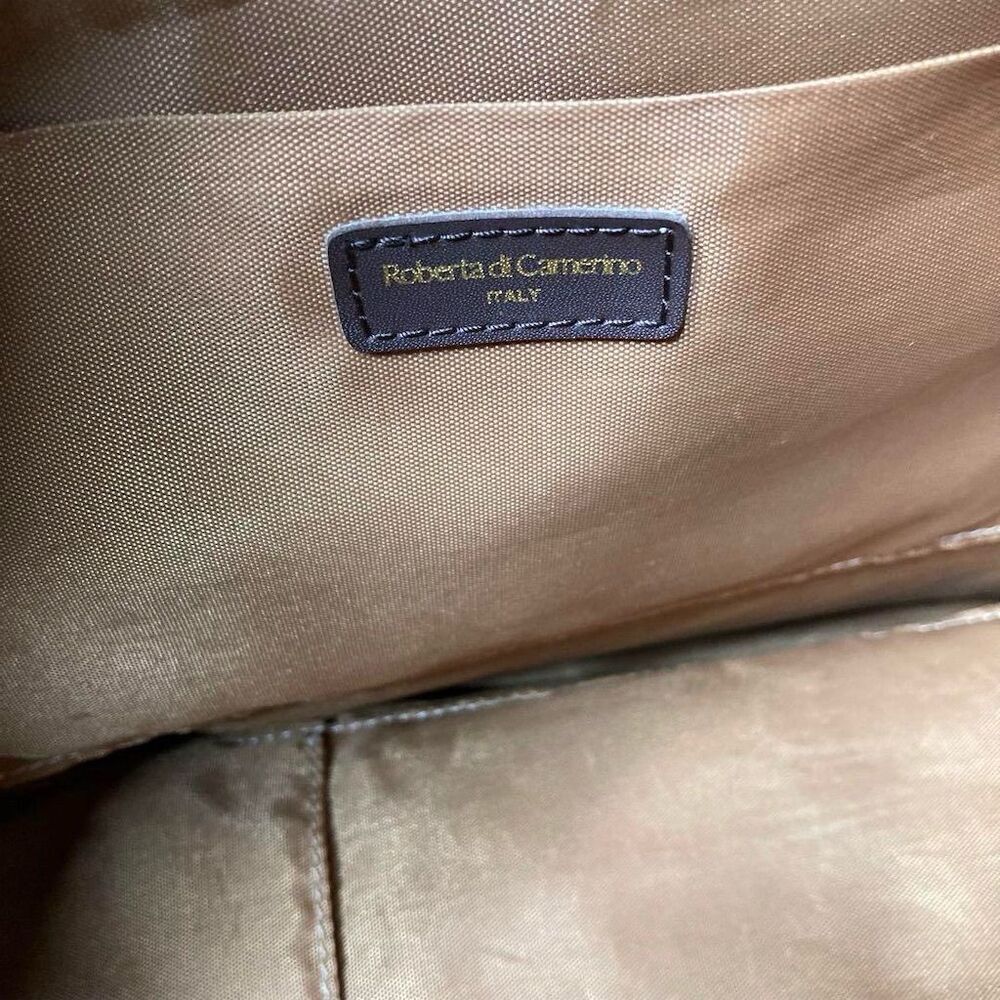 Roberta di Camerino Brown Italian Leather Trim Monogram Tote Bag - Picture 9 of 9